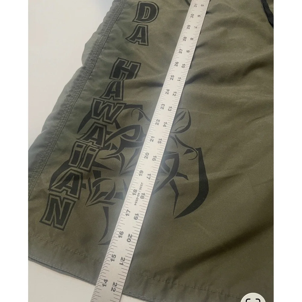Da Hawaiian Mens Size 40 Board Shorts Olive Green Tribal Turtle Cargo Trunks